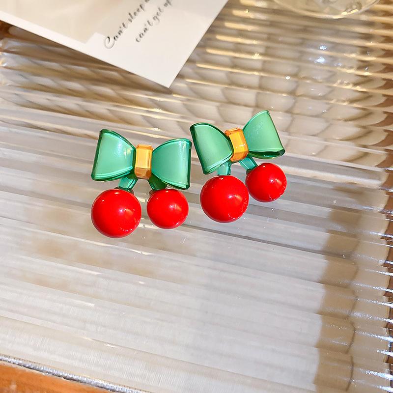 Mori sweet diamond-set love flower earrings temperament small fresh stud earrings personality cute girl heart earrings