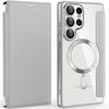Samsung Galaxy S25 Ultra Flip Case, RFID Wallet MagSafe with Camera Protection, Silver