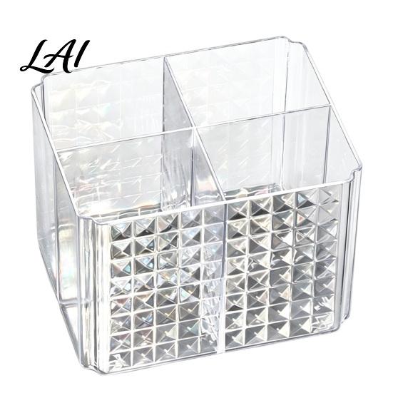 Dressing Table Storage Case Transparent Acrylic Makeup Brush Organizer Multi-Compartment Bin Modern Vanity Bin Style Cosmetic Display for Lip Gloss