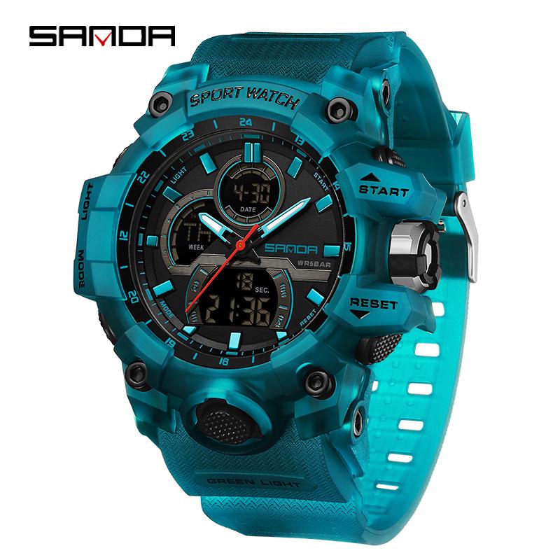 Водонепроницаемые спортивные часы Sanda для студентов - Крутые электронные модные часы