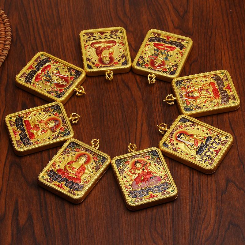 Fünf-Wege-Gott des Reichtums Halskettenseil, handgewebtes Anhängerschnur, Bienenwachs Thangka handbemalte Legierung Accessoires, Tibetanisches handgeriebenes Baumwollseil