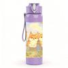 1PC Two Cute Cat Character 750ml Color Plastic Sports Water Bottle Leakproof Flip Straw Lid Suitable for Sports Office Home Use