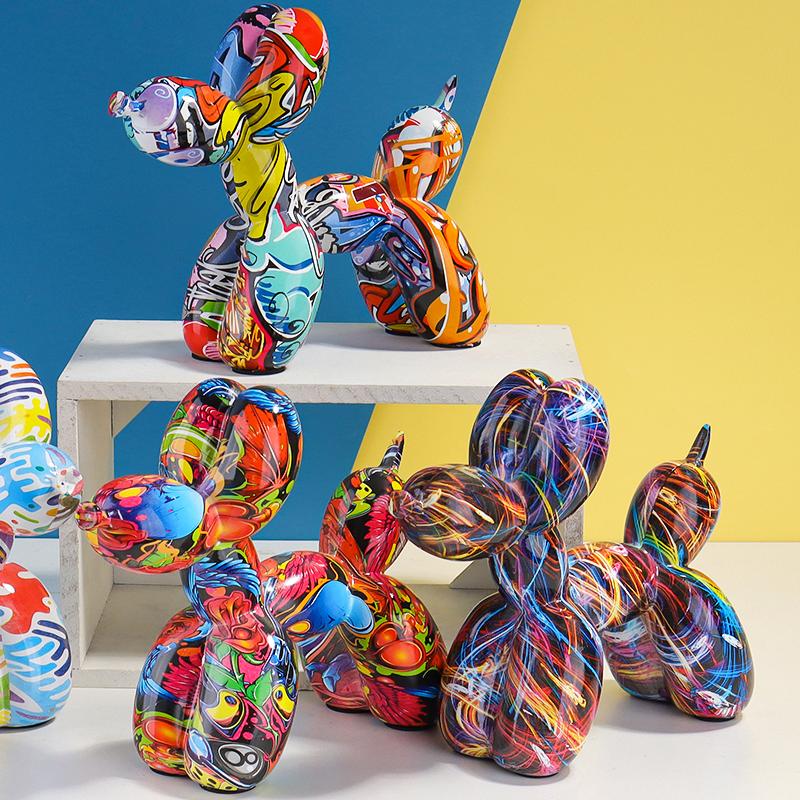 Water Transfer Balloon Dog Sculpture Resin Craft Decorative Piece for Bedroom, Living Room, and Study with Trendy Style