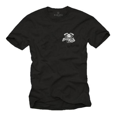 Mens Motorbike T-Shirt Black - Front and Back Print - V2 Engine Motorcycle Clothes Biker Gift Size S-XXXXXL