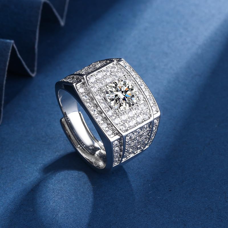 Rockyu Silver and Eight Hearts and Eight Arrows CZ Diamond Luxurious Wide Perfect for Birthday or Anniversary Gift Men's Ring, Copper, Design,