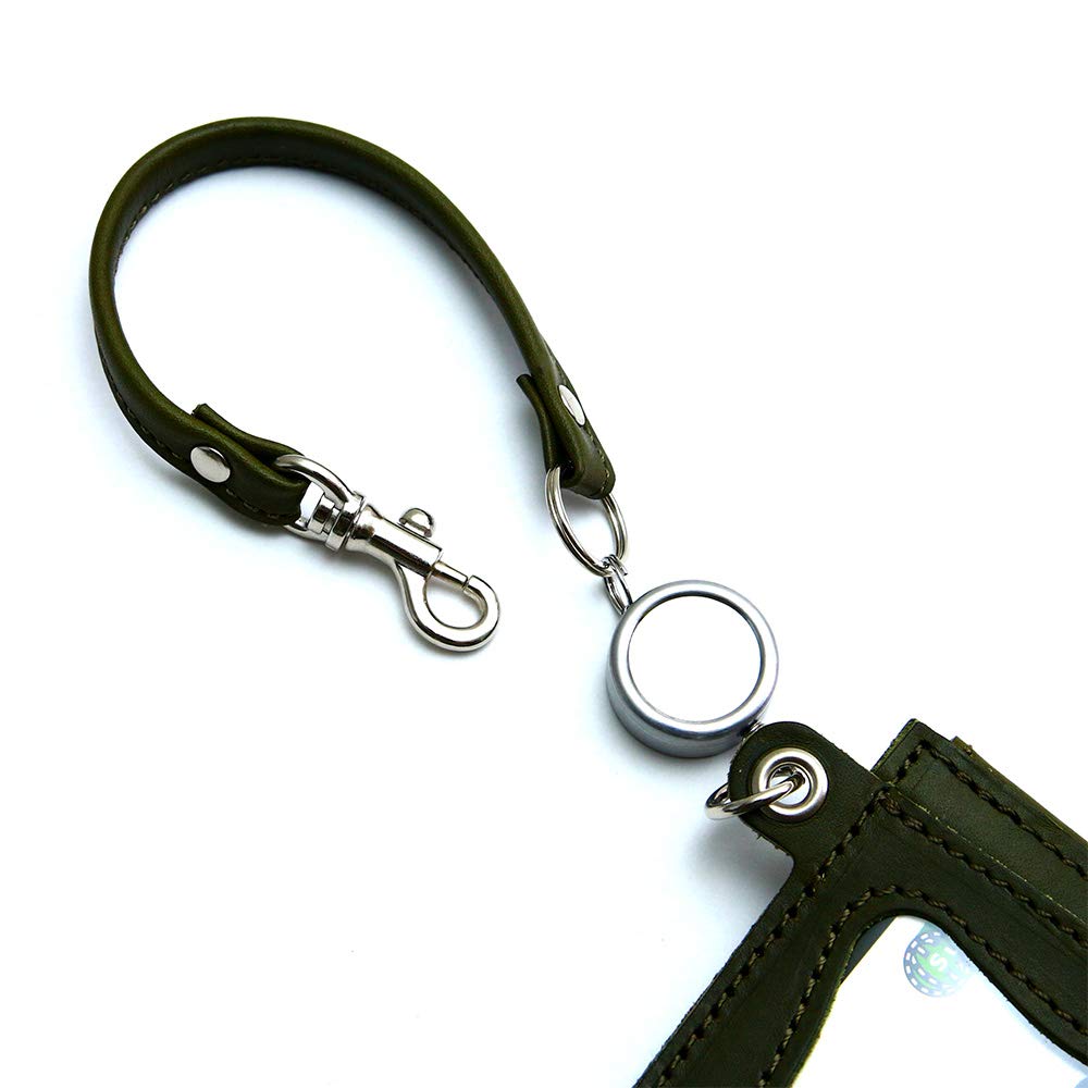 AGILITY affa "Seek" Pass Case with Reel, Holds 2 IC Cards, Genuine Leather, Made in Japan