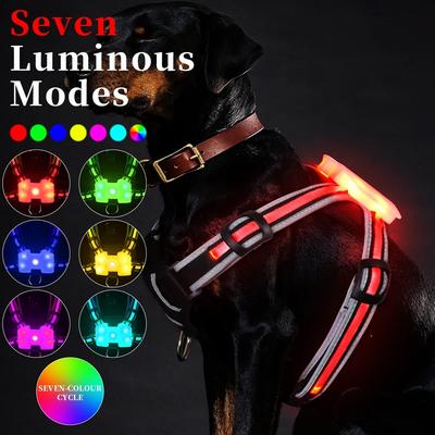 Dogled szelki produkty dla zwierząt dla dużych 7 w 1 kolor szelki dla psa świecące USB obroża Led smycz dla szczeniaka kamizelka dla zwierząt domowych smycze dla psów