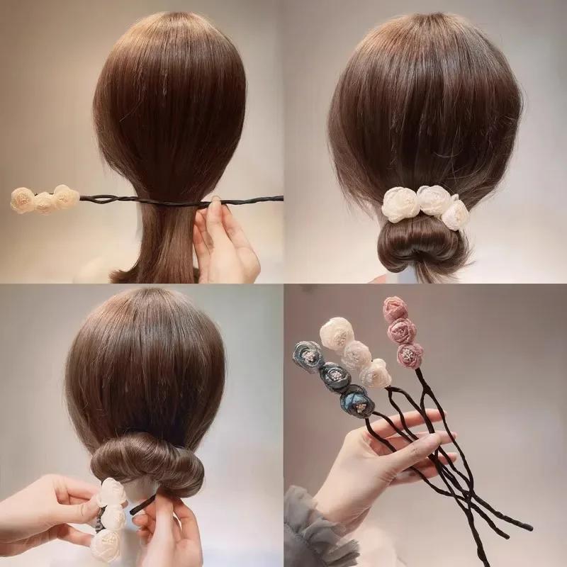 Nový Magický Elegantní Květinový Drdolovač Vlasů Líný Natáčka do Vlasů Sponka do Vlasů Zaplétač Vlasů Účes Twist Vlasové Doplňky Stylingový Nástroj