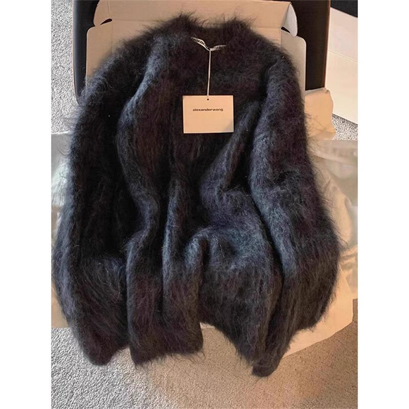 

Trendy Retro Faux Mink Men s Sweater - Soft & Fluffy Knitwear for Autumn/Winter 2025 2XL