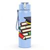 1PC Graduation Book Pencil Theme 750ml Color Plastic Sports Water Bottle Leakproof Flip Straw Lid Suitable for Sports Office Home Use