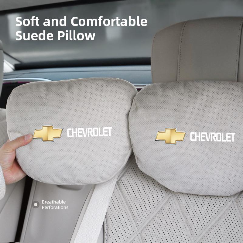 Car Logo Neck Pillow & Lumbar Support Set Breathable Headrest Cushion For Chevrolet Cruze Malibu Colorado Equinox Spark Keychain