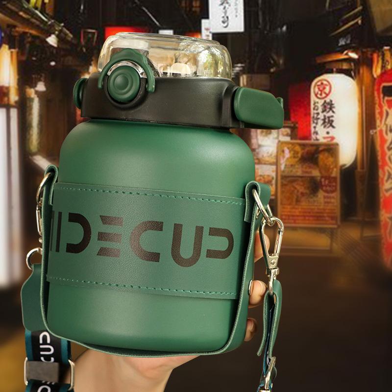 

Новый термос из нержавеющей стали 316 с разделением воды для чая, большая емкость, двойная соломинка, чашка для питья, уличные портативные чашки для живота 1100ML