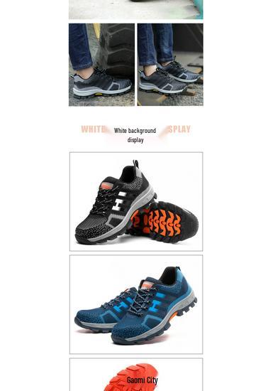 Men's Breathable Flyknit Steel Toe Safety Work Shoes – Lightweight, Anti-Smash, Anti-Piercing Outdoor Protection Footwear