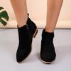 Women's 2024 Suede Pointed Belt Buckle Thick Heel Short Boots - Large Size
