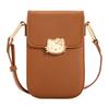 New Sanrio Hello Kitty Synthetic Leather Cell Phone Pouch Shoulder Bag Regular Women's Brown/Ecru/Black HHF41141