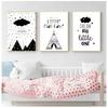 Cartoon Kindergarten Quotations Canvas Art Poster Printmaking Painting Black and White