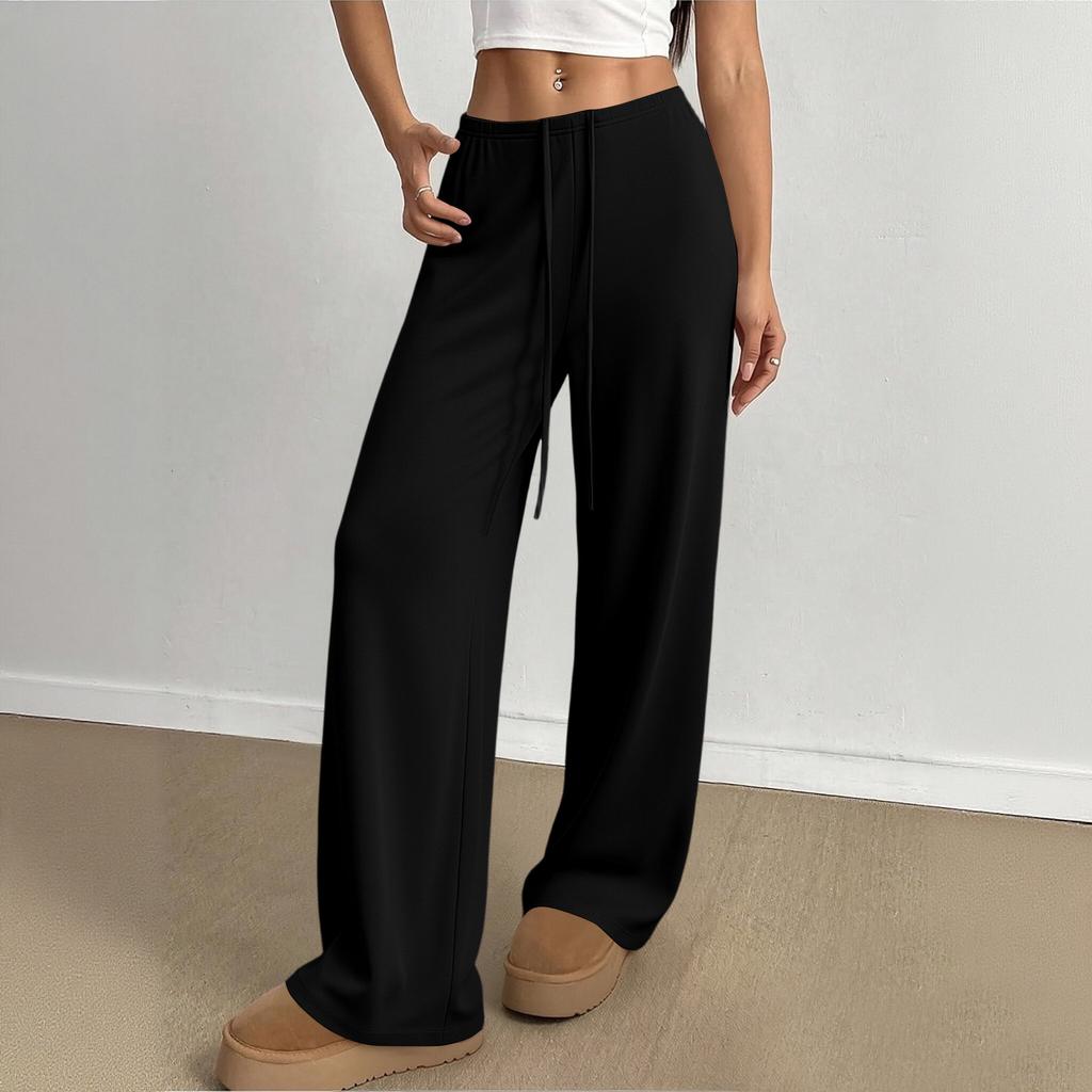 Damen Locker Geschnittene Lässige Weitbeinige Lounge-Hose Schnelltrocknend Weich Dehnbar Yoga-Hose mit Verstellbarem Bundzug für Entspannten Komfort