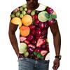 Summer Round Neck 3D Fun Fruit Pattern Print Top Fashionable Casual Short Sleeved Men's T-shirts
