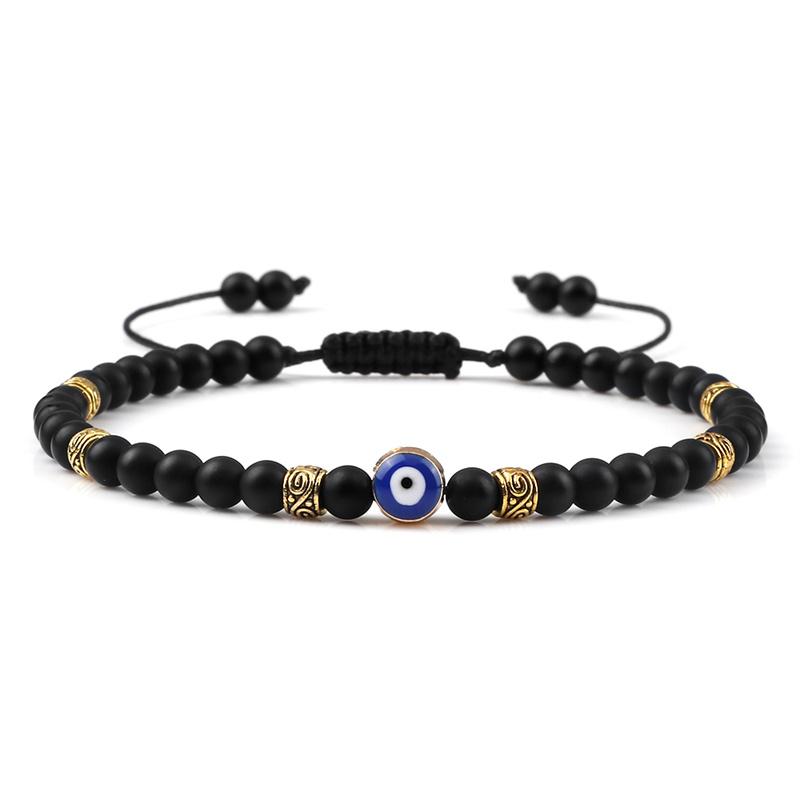 Lucky Evil Eye Bracelet Men Natural Stone 4mm Tiger Eye Lava Agates Beads Adjustable Braided Bracelets&Bangles Jewelry for Women