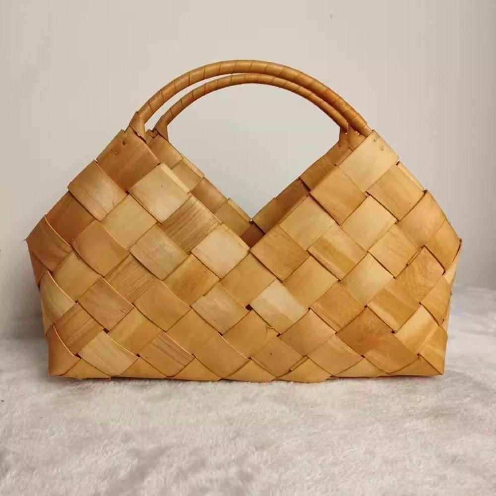 Natural Woven Bag Wooden Storage Box Multi-functional Hand-held Basket  Zongzi