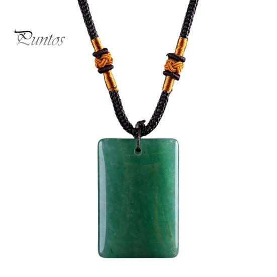 Hand Polished Stone Pendant Natural Crystal Necklace, Healing Energy Necklace with Adjustable Women Fake Jewelry Braided Rope, Gemstone for Men