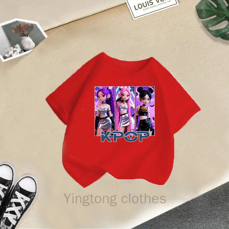 Summer Fashion Girls' Short Sleeved T-shirt Cute Printed Girls' Casual Versatile Top Cross Border