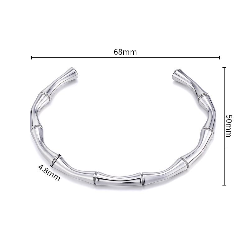 Half-Open Bamboo Joint Mobius Strip Bracelet, Stainless Steel Fashion Wristband for Women