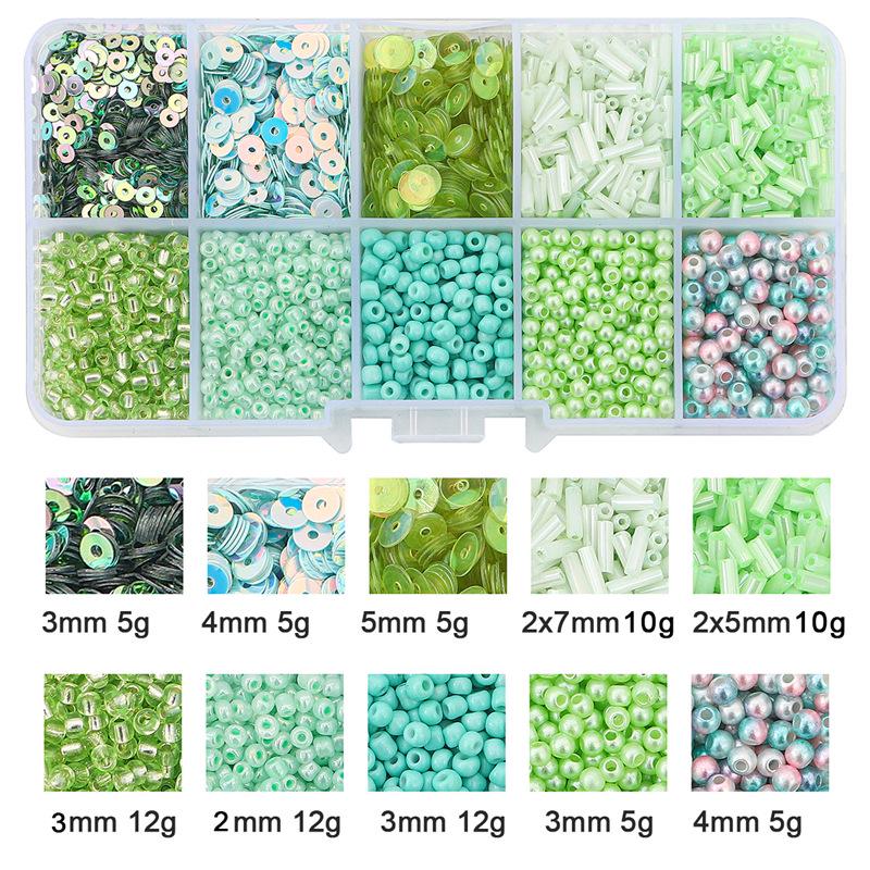 8/10/12/15 Grid Box: Seed Beads, Sequins, Imitation Pearls for DIY Necklaces & Phone Chains