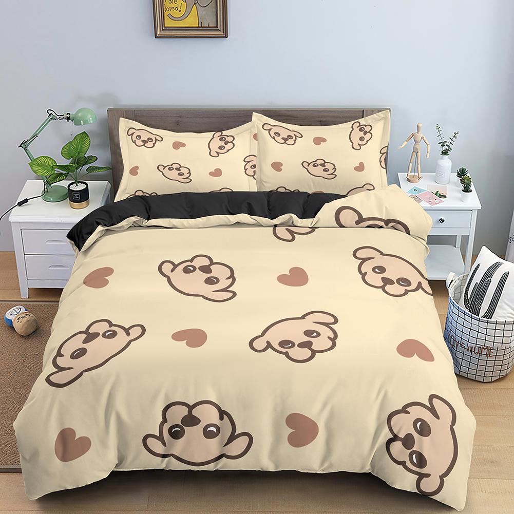 Cartoon Dog Duvet Cover King Queen Funny Pet Puppy Head Printed Bedding Set For Kids Teens Adults Animals Polyester Quilt Cover