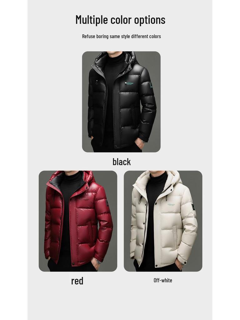 Men's Winter Fashion Hooded Down Jacket - Warm White Duck Down Coat for All Ages