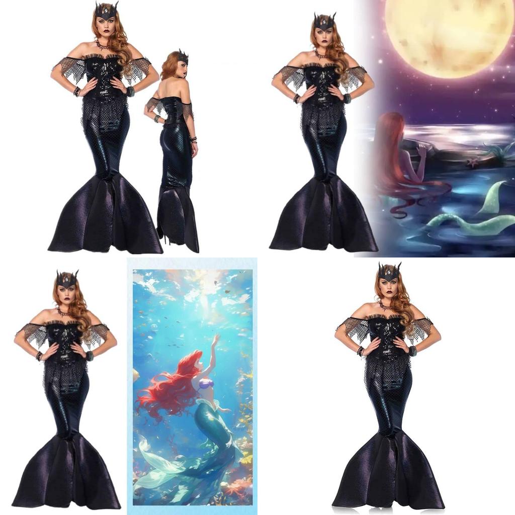 Heißes Filmthema Meerjungfrauen-Prinzessinnenkostüm Langes Kleid für Bühnenauftritt und Rollenspiel