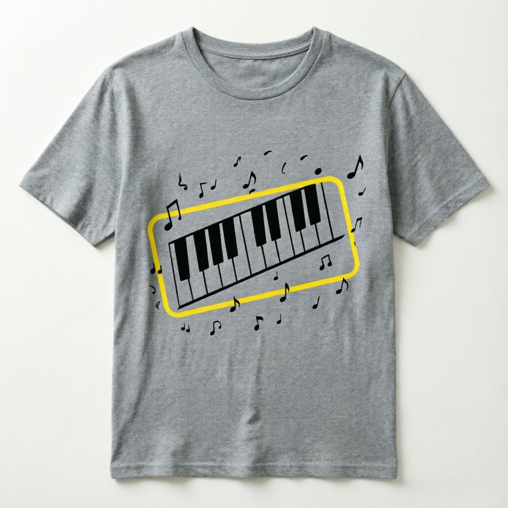 Minimalist Piano Graphic TShirt 100 Cotton Breathable Unisex Black Oversized Tee Music Themed Streetwear Top
