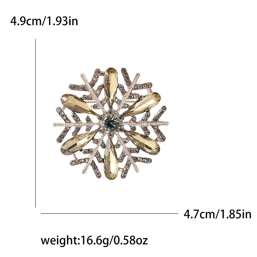 Rhinestone Snowflake Brooch for Women Unisex Pearl Flower Pins Banquet Party Backpack Gifts Jewelry Accessories