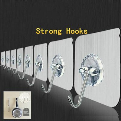 10pc Wall Hooks Reusable Adhesive Heavy Duty Sticky Transparent
