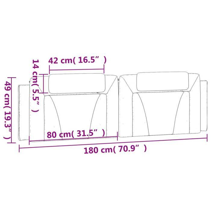 VidaXL Coussin de tête de lit blanc et noir 180 cm similicuir 374810