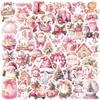 50 Cartoon Pink Christmas Doodle Stickers Decorate Guitar Notebook Suitcase DIY Waterproof