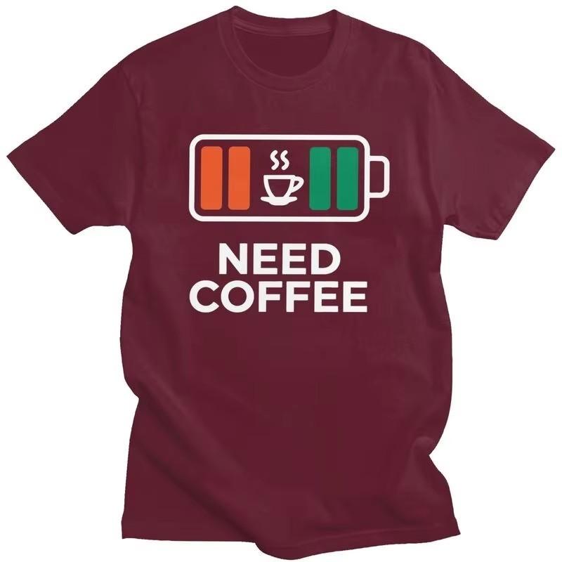 I Need Coffee Graphic Tee for Unisex 100% Cotton Short Sleeve Loose Fit T-Shirt