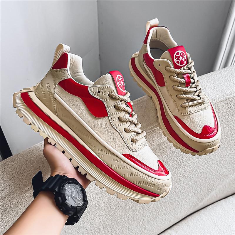 Men's shoes autumn Internet celebrity explosion leather platform dad trendy shoes men's leisure sports versatile work labor insurance shoes