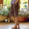 Women Shorts Elastic Mid-rise Straight Leg Knee-Length Pants with Pockets Solid Color Regular Style Shorts