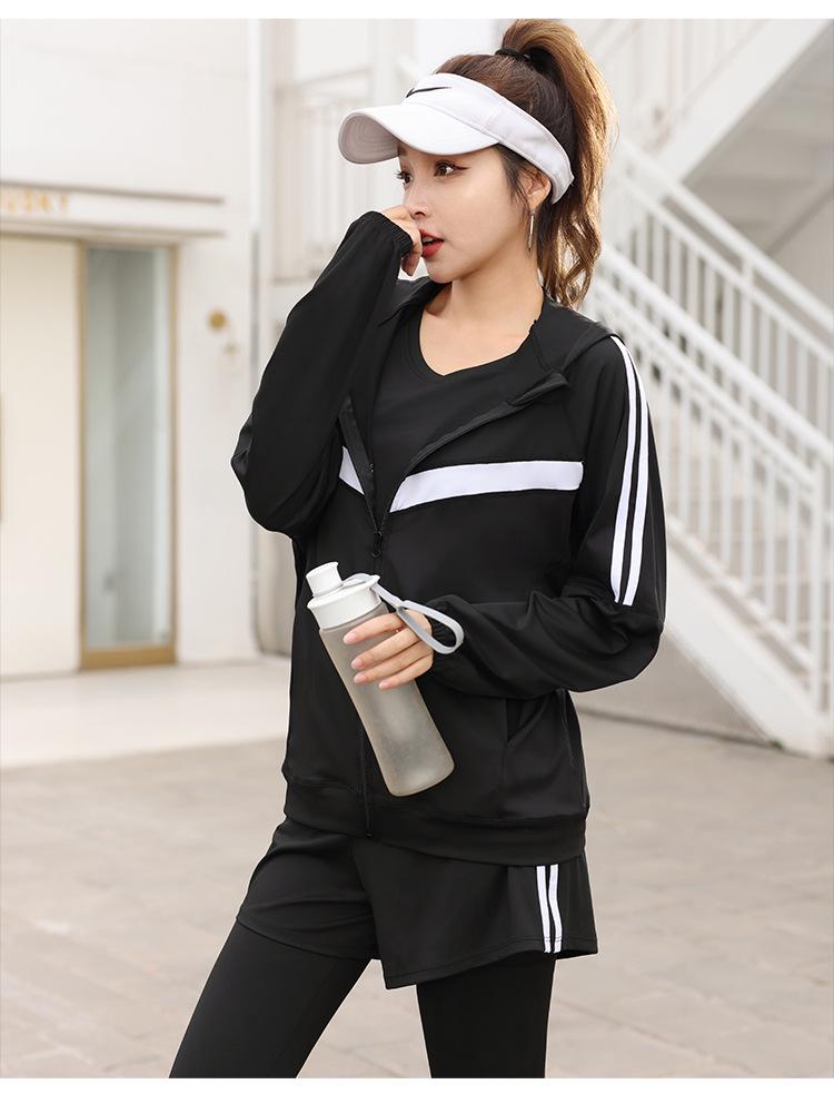 Plus Size Yoga Fitness Suit: Tummy Control Slimming, Loose-Fit, Five-Piece Set for Running and Gym, fits up to 200 lbs.