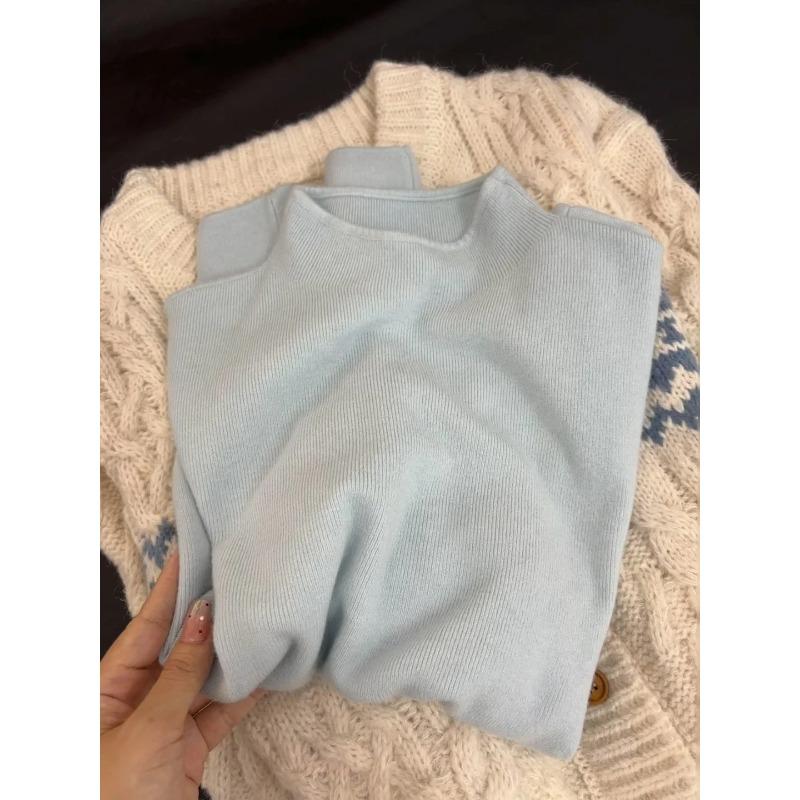 Spring temperament comfortable casual and thin stand-up collar long-sleeved knitted sweater women's fashion age-reducing sweater