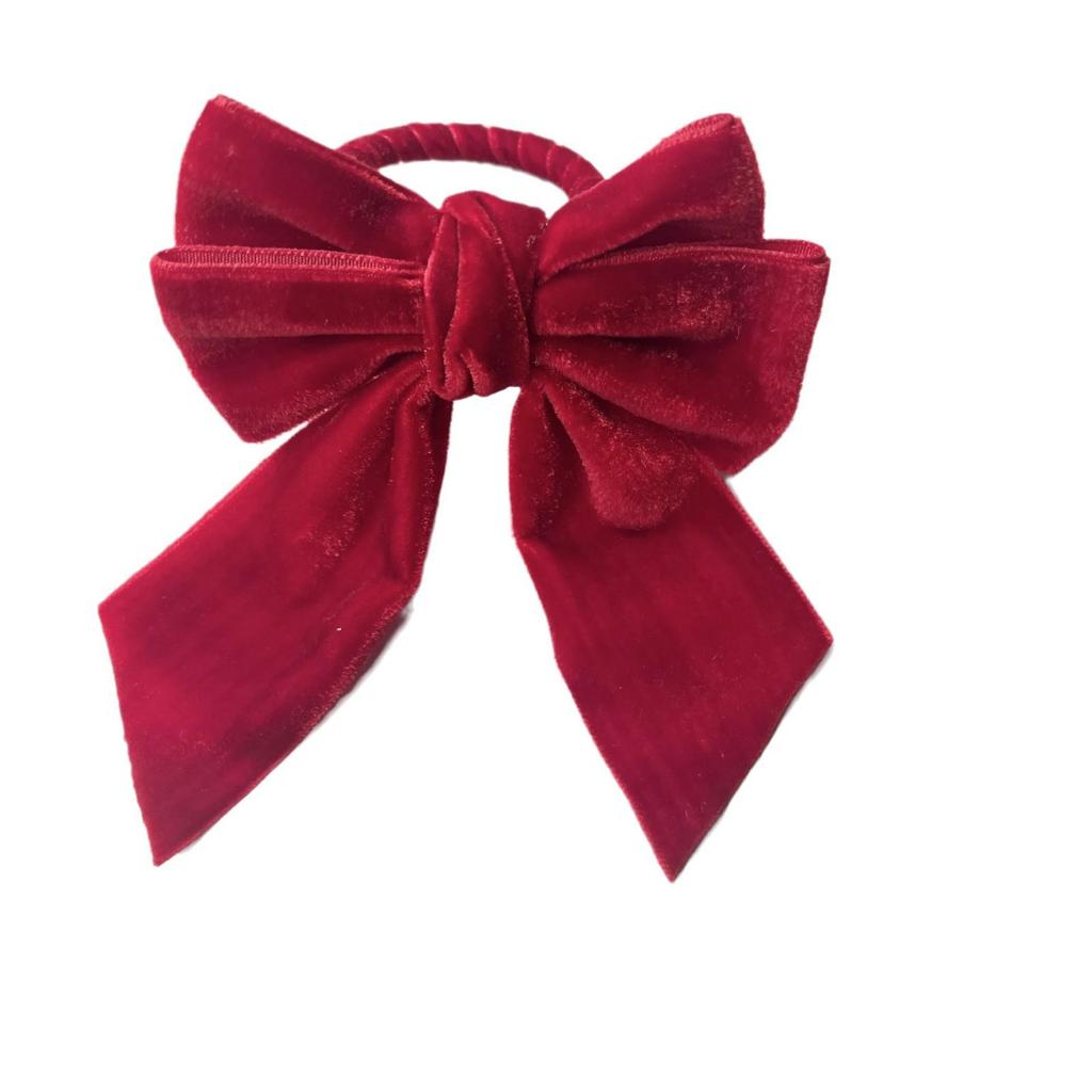 Velvet Red Christmas Bow Napkin Ring Holder