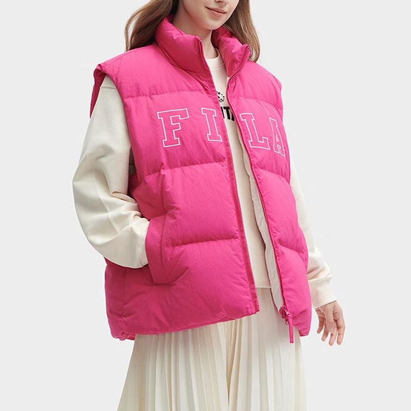New FILA Down Vest Unisex True Rose Red F51U349903FWI