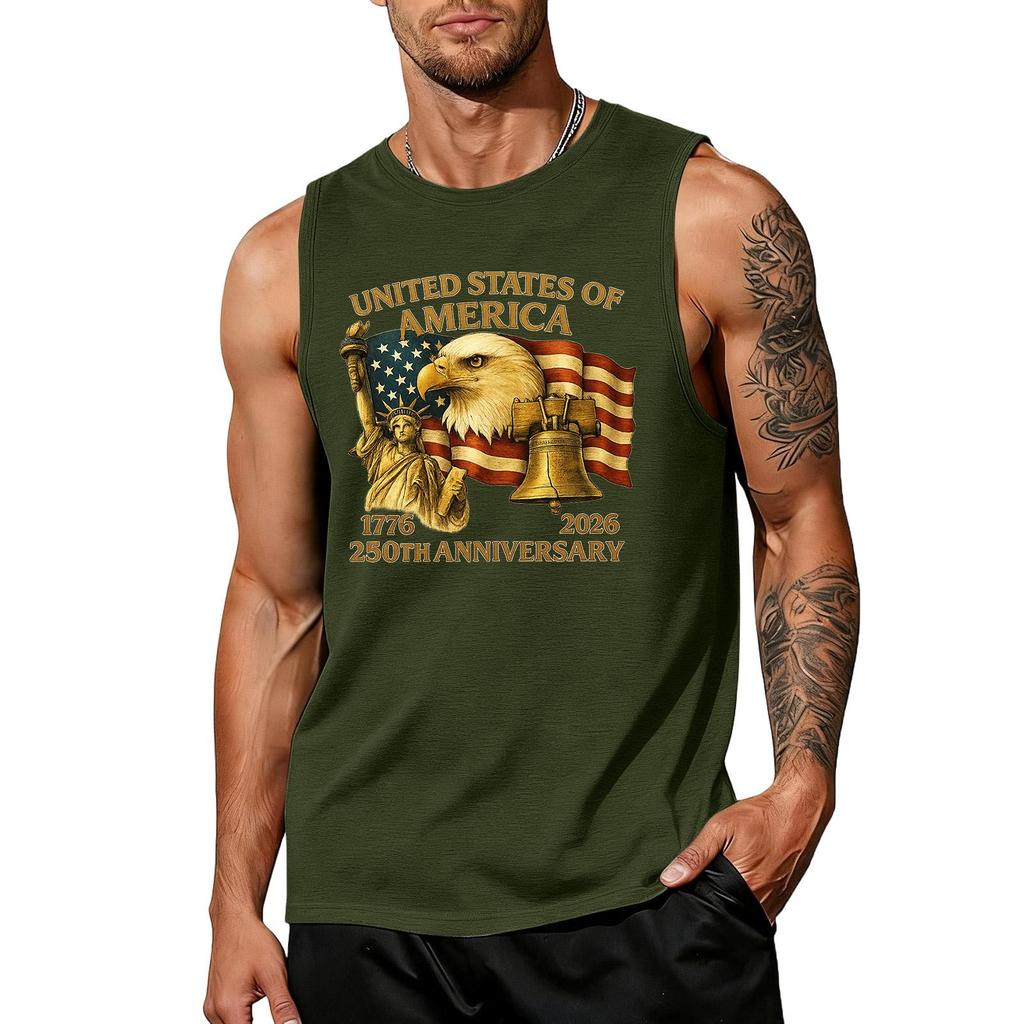 Men's Loose Fit Sleeveless Tank Top Casual Summer Shirt Lightweight Breathable Fabric Printed Graphic Design Comfortable Fit