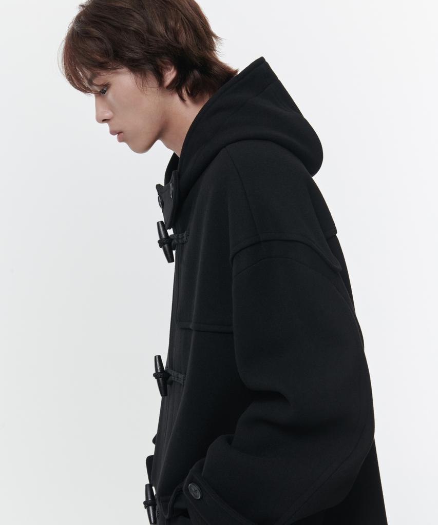 Musinsa Standard Wool Blend Extra Oversized Duffle Coat [Black]