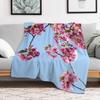 pink flowers cherry blossum Throw Blanket Cozy Throw Blanket for Bed Sofa Chair