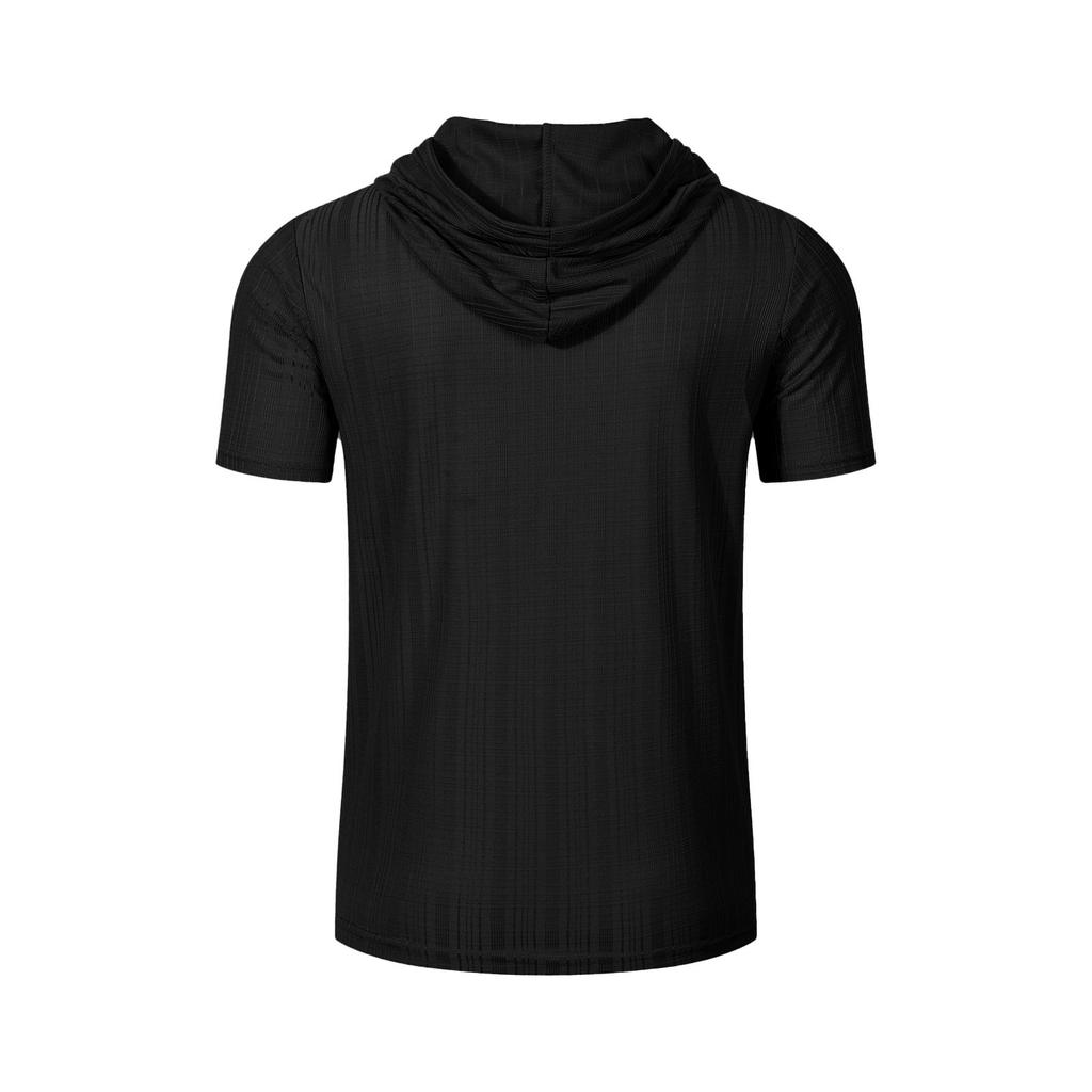 Sommer Herren T-Shirt mit Kapuze und Reißverschluss