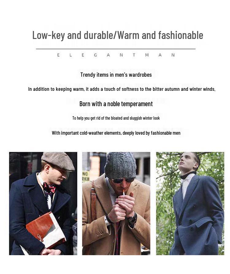 Men's Business Casual Wool Coat with Detachable Down Liner for Autumn and Winter