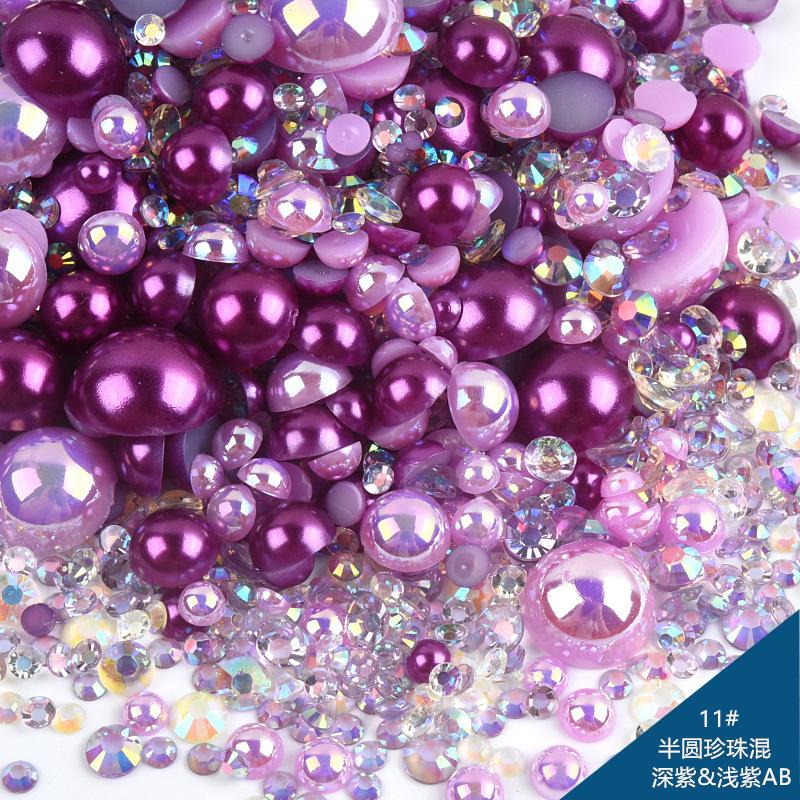 Mixed Abs Semicircular Pearl Resin Flat Bottom Diamond Set Imitation Pearl Mixed Size Diy Jewelry Accessories