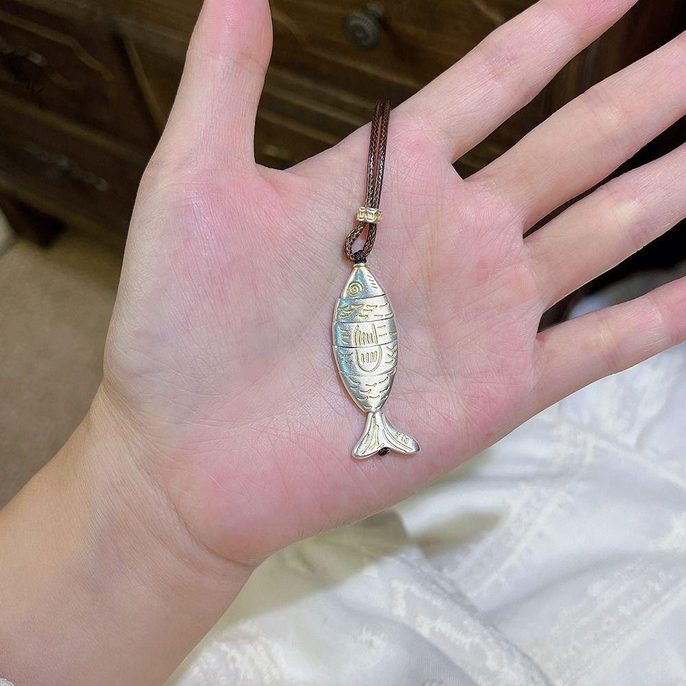 Verstellbare Fisch-Anhänger-Halskette Lederband Boho-Halskette Schmuckzubehör